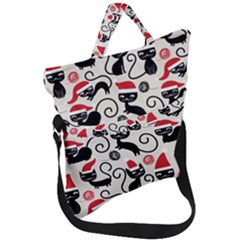 Cute Christmas Seamless Pattern Vector Fold Over Handle Tote Bag