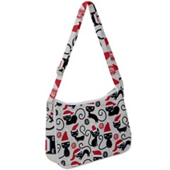 Cute Christmas Seamless Pattern Vector Zip Up Shoulder Bag