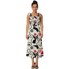 Cute Christmas Seamless Pattern Vector Tie-Strap Tiered Midi Chiffon Dress