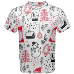 Christmas Themed Seamless Pattern Men s Cotton Tee