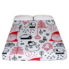 Christmas Themed Seamless Pattern Fitted Sheet (California King Size)