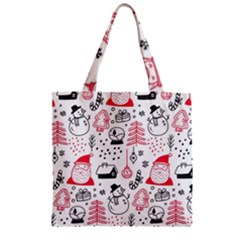 Christmas Themed Seamless Pattern Zipper Grocery Tote Bag by Semog4