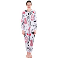 Christmas Themed Seamless Pattern OnePiece Jumpsuit (Ladies)