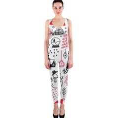 Christmas Themed Seamless Pattern One Piece Catsuit