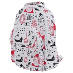 Christmas Themed Seamless Pattern Rounded Multi Pocket Backpack