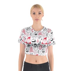 Christmas Themed Seamless Pattern Cotton Crop Top by Semog4