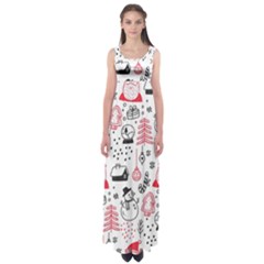 Christmas Themed Seamless Pattern Empire Waist Maxi Dress