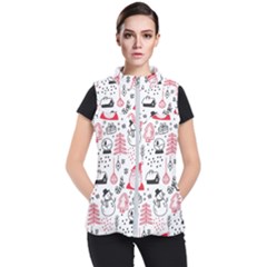 Christmas Themed Seamless Pattern Women s Puffer Vest