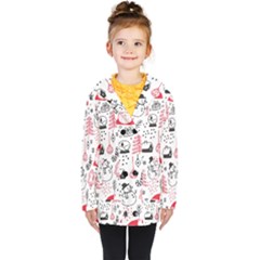 Christmas Themed Seamless Pattern Kids  Double Breasted Button Coat