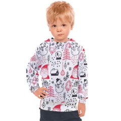 Christmas Themed Seamless Pattern Kids  Hooded Pullover