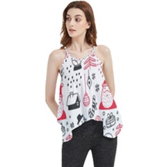 Christmas Themed Seamless Pattern Flowy Camisole Tank Top