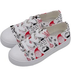 Christmas Themed Seamless Pattern Kids  Low Top Canvas Sneakers