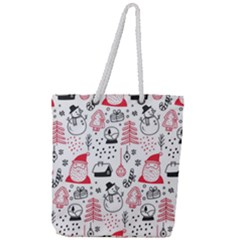 Christmas Themed Seamless Pattern Full Print Rope Handle Tote (Large)