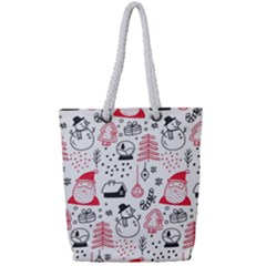 Christmas Themed Seamless Pattern Full Print Rope Handle Tote (Small)