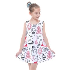 Christmas Themed Seamless Pattern Kids  Summer Dress