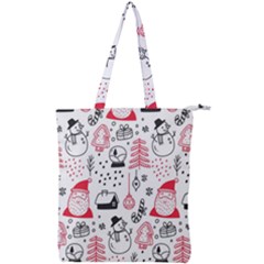 Christmas Themed Seamless Pattern Double Zip Up Tote Bag