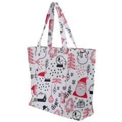 Christmas Themed Seamless Pattern Zip Up Canvas Bag