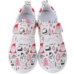 Christmas Themed Seamless Pattern Women s Velcro Strap Shoes