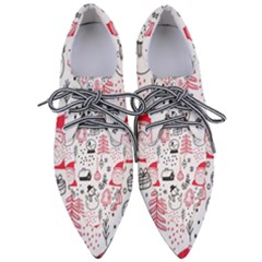 Christmas Themed Seamless Pattern Pointed Oxford Shoes