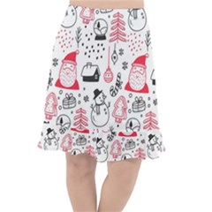 Christmas Themed Seamless Pattern Fishtail Chiffon Skirt