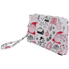 Christmas Themed Seamless Pattern Wristlet Pouch Bag (Small)