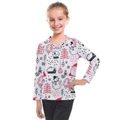 Christmas Themed Seamless Pattern Kids  Long Mesh Tee