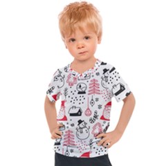 Christmas Themed Seamless Pattern Kids  Sports Tee