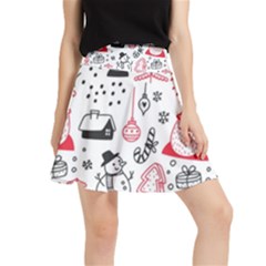 Christmas Themed Seamless Pattern Waistband Skirt