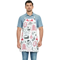 Christmas Themed Seamless Pattern Kitchen Apron