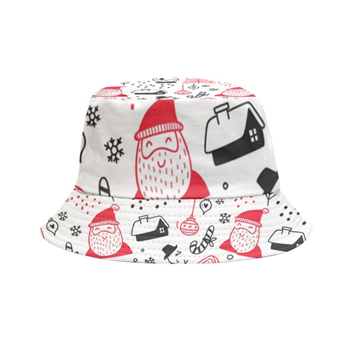 Christmas Themed Seamless Pattern Inside Out Bucket Hat