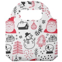 Christmas Themed Seamless Pattern Foldable Grocery Recycle Bag