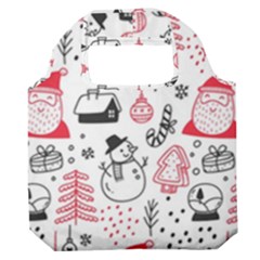 Christmas Themed Seamless Pattern Premium Foldable Grocery Recycle Bag