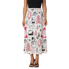 Christmas Themed Seamless Pattern Classic Midi Chiffon Skirt