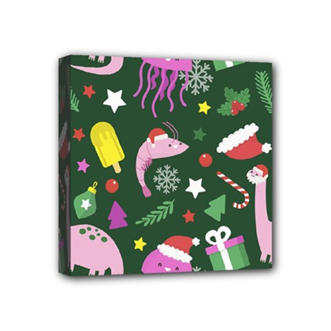 Colorful Funny Christmas Pattern Mini Canvas 4  x 4  (Stretched)