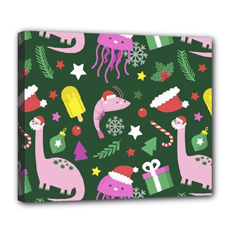 Colorful Funny Christmas Pattern Deluxe Canvas 24  x 20  (Stretched)