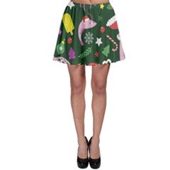 Colorful Funny Christmas Pattern Skater Skirt