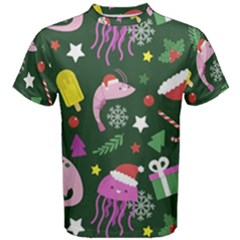 Colorful Funny Christmas Pattern Men s Cotton Tee