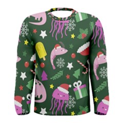 Colorful Funny Christmas Pattern Men s Long Sleeve Tee