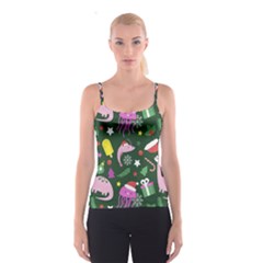 Colorful Funny Christmas Pattern Spaghetti Strap Top