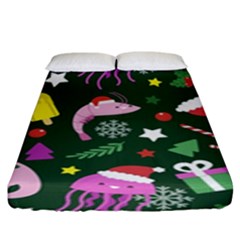 Colorful Funny Christmas Pattern Fitted Sheet (King Size)