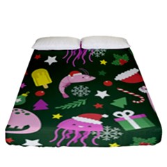 Colorful Funny Christmas Pattern Fitted Sheet (California King Size)