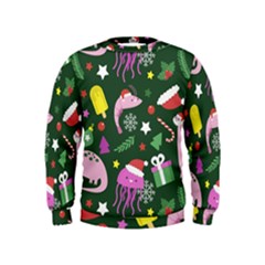 Colorful Funny Christmas Pattern Kids  Sweatshirt