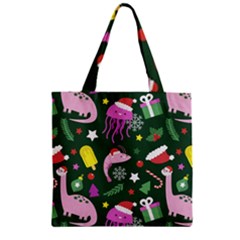 Colorful Funny Christmas Pattern Zipper Grocery Tote Bag by Semog4