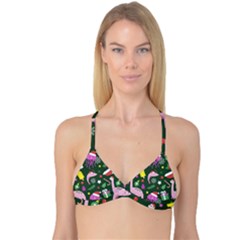 Colorful Funny Christmas Pattern Reversible Tri Bikini Top