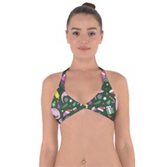 Colorful Funny Christmas Pattern Halter Neck Bikini Top