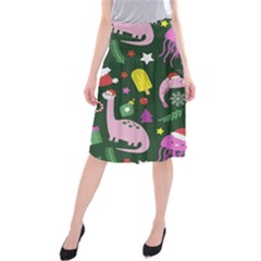 Colorful Funny Christmas Pattern Midi Beach Skirt