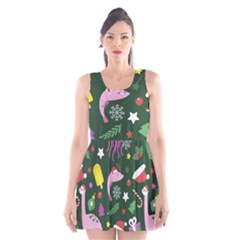 Colorful Funny Christmas Pattern Scoop Neck Skater Dress