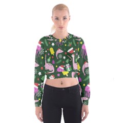 Colorful Funny Christmas Pattern Cropped Sweatshirt