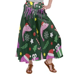 Colorful Funny Christmas Pattern Women s Satin Palazzo Pants