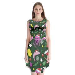 Colorful Funny Christmas Pattern Sleeveless Chiffon Dress  